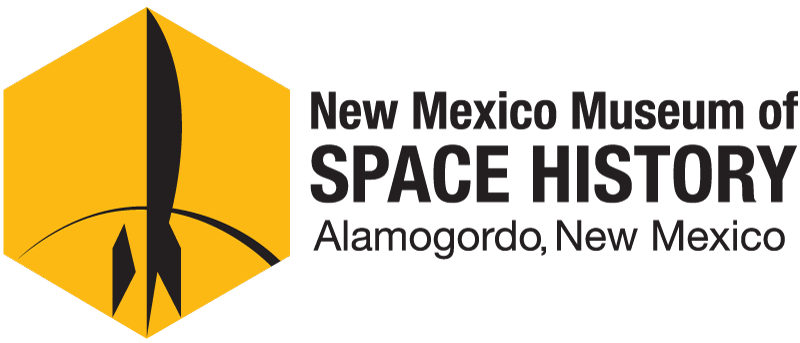 Horizontal, black and yellow, New Mexico Museum of Space History, Alamogordo, New Mexico logo