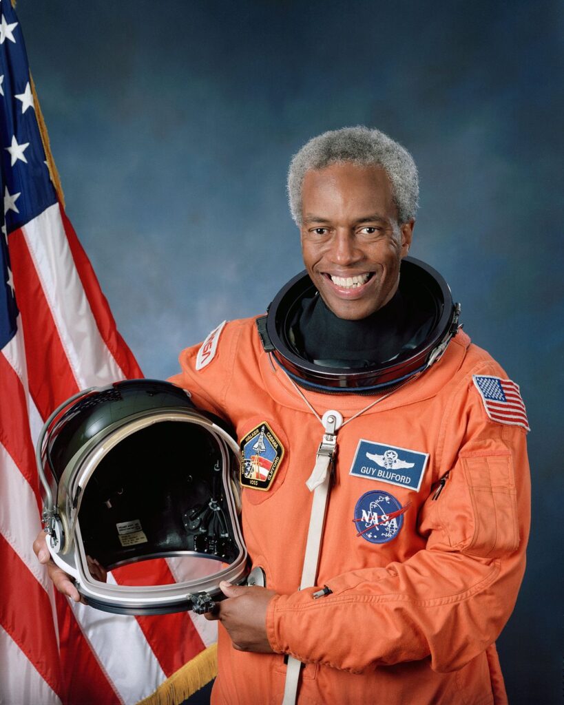 Guion S. Bluford Jr. in spacesuit