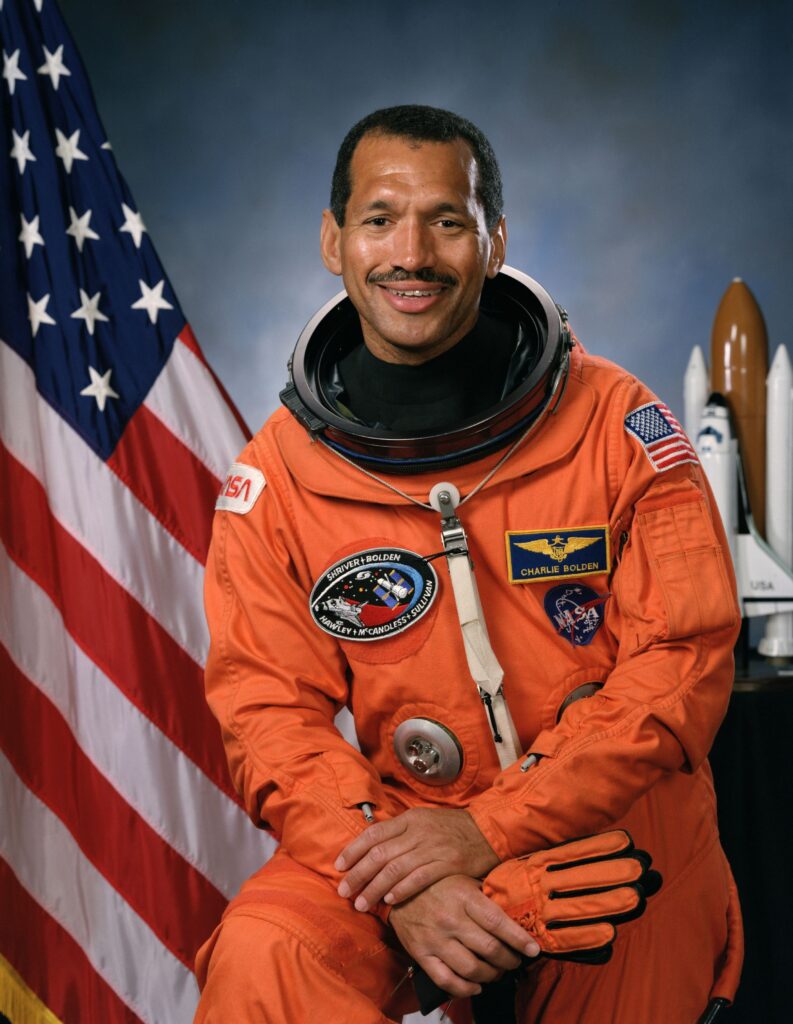 Charles F. Bolden Jr. in spacesuit