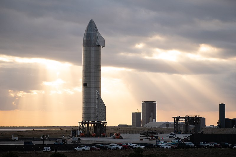 Starship SN9 sitting on the launch pad with the build site in the background ahead of its test flight. Credit: Jared Krahn