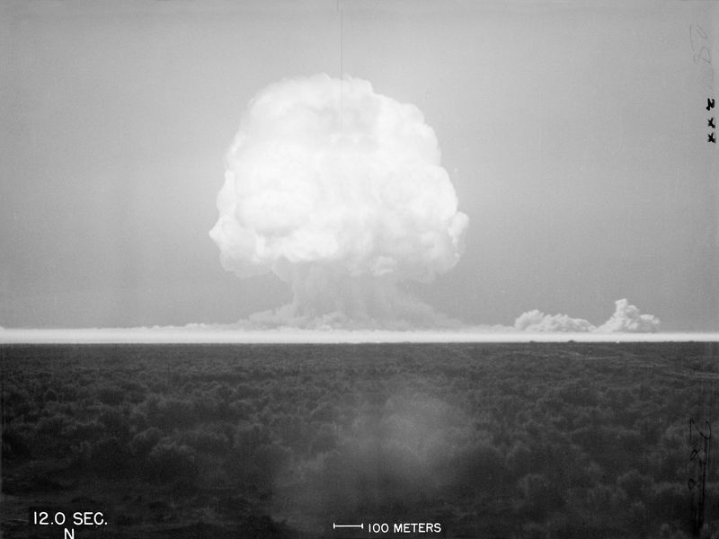PHOTO CUTLINE: The world’s first atomic bomb detonation at Trinity Site. Courtesy WSMR