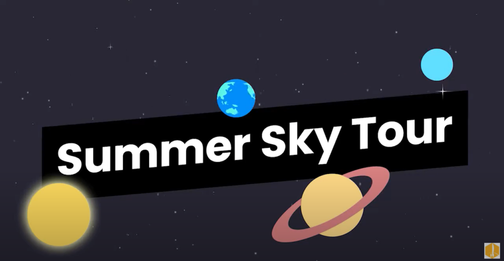 Summer Sky Tour: with the illustrations of the Sun, Earth, Saturn and Uranus surrounding the text