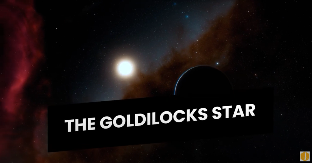 The Goldilocks Star: with the image of space in the background