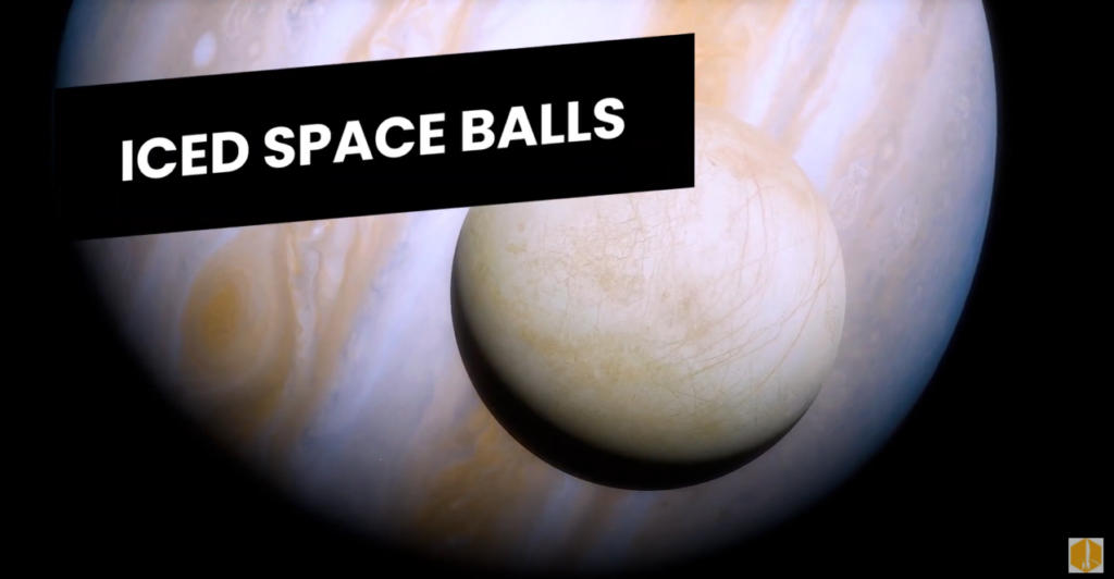 Iced Space Balls: with the image of Jupiter in the background