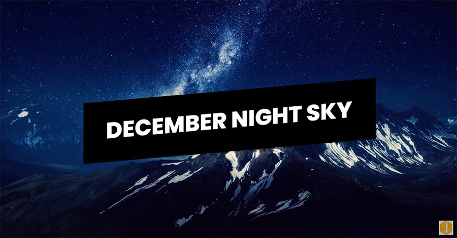 December Night Sky: with the image of snow capped mountains and a night sky in the background