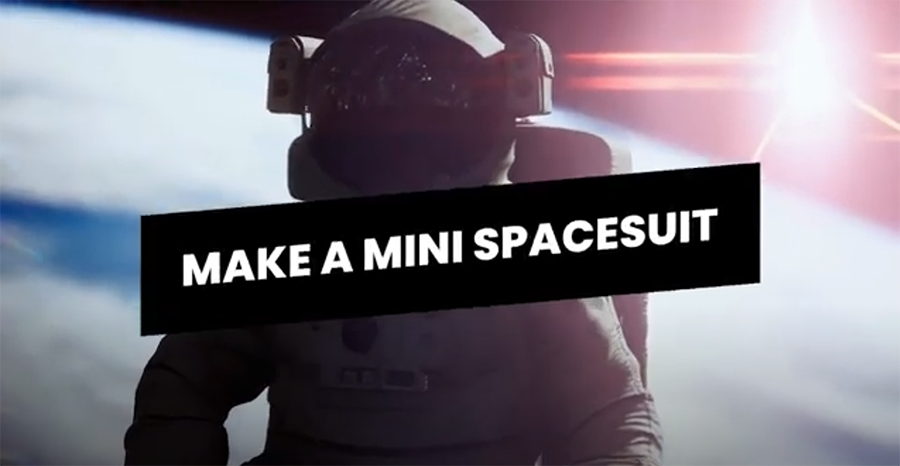 Make a mini spacesuit: with the image of an astronaut in space and earth is directly behind him