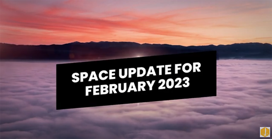 Space Update for February 2023: with the image of cloud and a mountain peaking from underneath