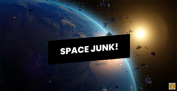 Space Junk! Image of Earth's atmosphere in the background